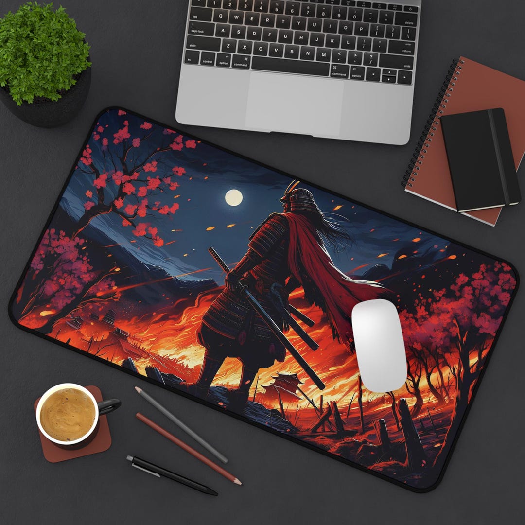 LJSPTU sagoma del tramonto del samurai Tappetino per mouse stampato in