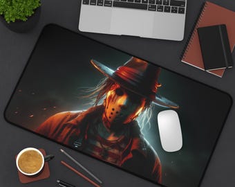 Friday the 13th Horror Gaming Mousepad, Horror Desk Mat, Halloween Decoration, Jason Voorhees Gift