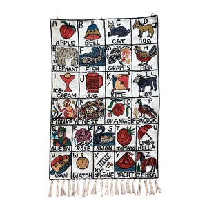 Handwoven Wool Alphabet Tapestry: Ethical Nursery Wall Hanging