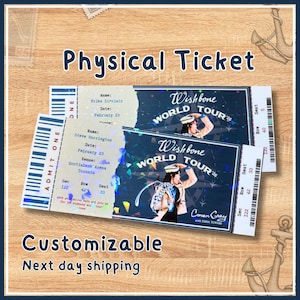 May include: Two concert tickets with holographic accents. The tickets are for the "Wishbone World Tour '26" featuring Conan Gray. The tickets are customizable and state the venue as Scotiabank Arena in Toronto.