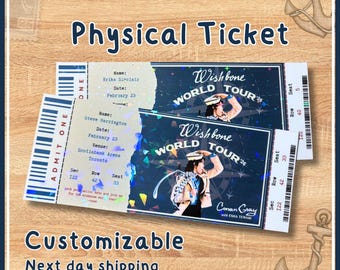 Custom Wishbone World Tour Souvenir ticket, Printed Conan Pop singer themed, Girls Boys gift, Glossy holographic, Printed Next day shipping,