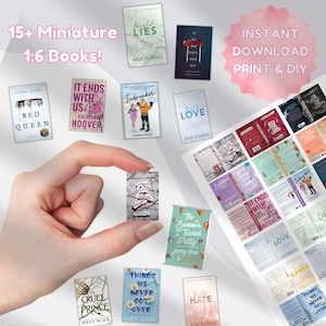 Puede incluir: Una hoja imprimible de más de 15 portadas de libros en miniatura, con novelas populares para jóvenes adultos como "It Ends With Us", "Red Queen", "Twisted Lies", "The Summer I Turned Pretty" y "Things We Never Got Over". La hoja está diseñada para descarga instantánea, impresión y proyectos de bricolaje.