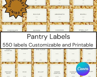 550 etiquetas imprimibles para despensa, etiquetas minimalistas organizadas para cocina, descarga digital instantánea, formato horizontal y vertical, regalo personalizado para mamá, tía o hermana.