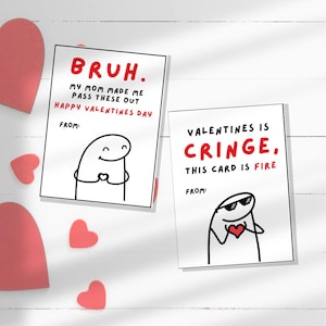 Kinder lustiges Slang 16 Valentinstagskarten, zwischen Schuljungen und Mädchen, Valentinstagsgeschenk. Druckbare PDF Skibidi, Rizz, lustig. Perfekt für die Schule