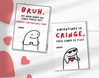 Kids Funny Slang 16 Valentine’s cards, tween, school boys girls valentines day gift. Printable PDF skibidi, rizz, funny. Perfect for school