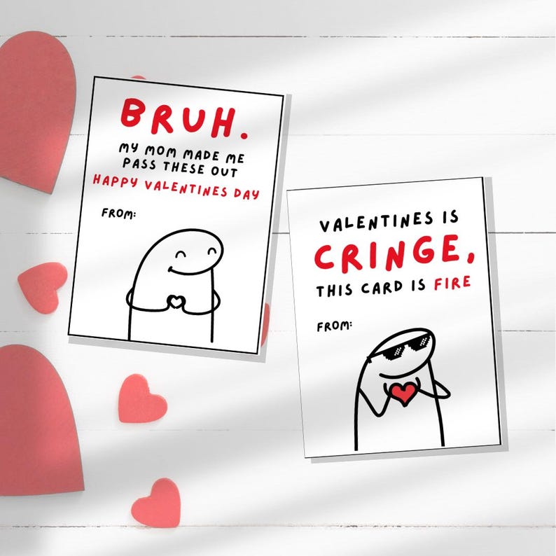 Kids Funny Slang 16 Valentine’s cards, tween, school boys girls valentines day gift. Printable PDF skibidi, rizz, funny. Perfect for school image 3