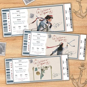 Bearbeitbares Wishbone Souvenir Ticket, 3 Stück Conan Pop Sänger Themen Geschenk, Printable Girls Boys Geschenk PDF, Sofortiger Download Surprise Tour