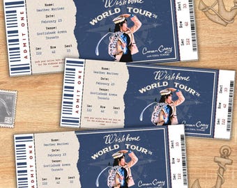 Editable Wishbone World Tour Souvenir ticket, 3 pcs Conan Pop singer themed Gift, Printable Girls Boys gift PDF, Instant download Surprise
