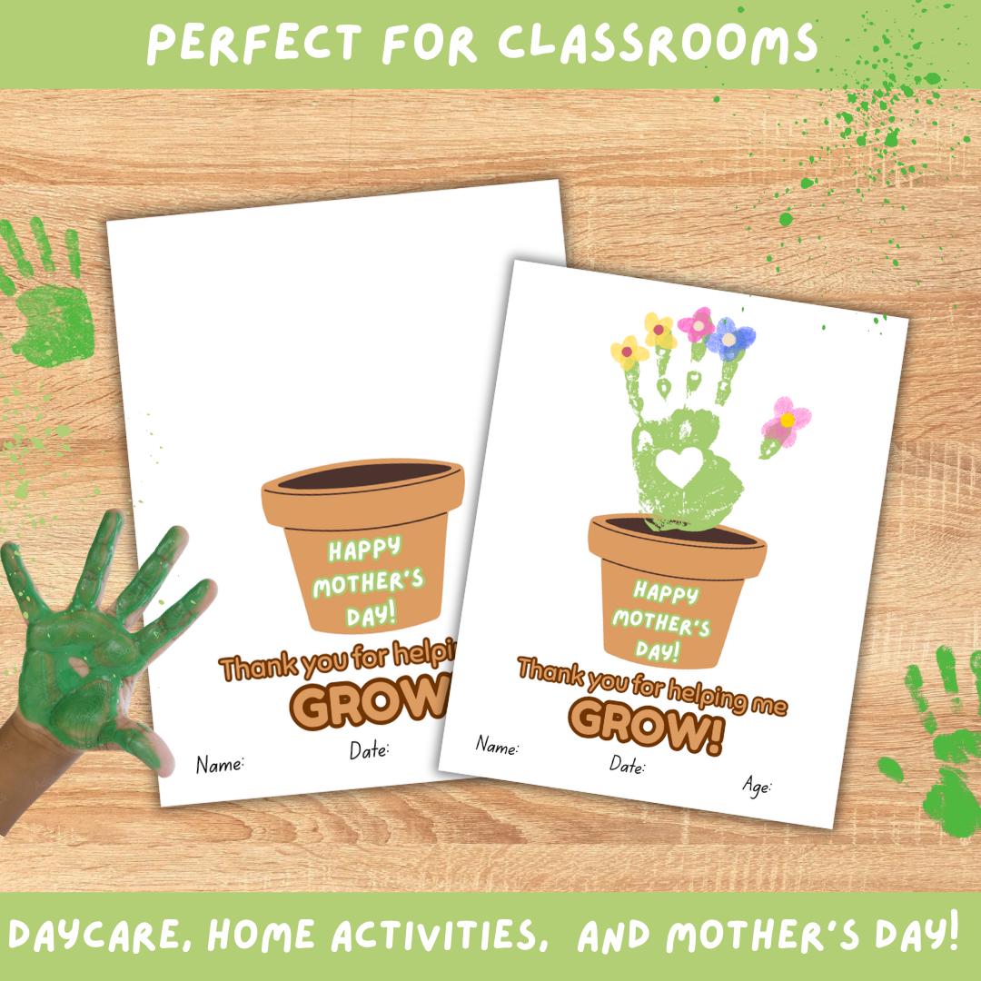 Mother’s Day Handprint Craft Thank You for Helping Me Grow! Flower ...