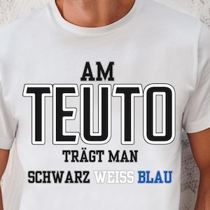 T-Shirt Teuto black white blue football fan Bielefeld, gift football fan Arminia, fan Ostwestfale football, statement shirt football Bielefeld