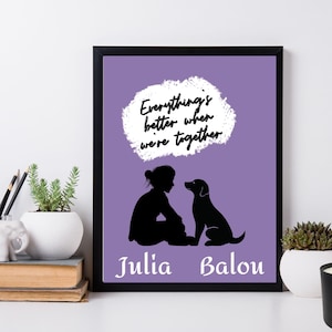 Personalizable saying dog love, friendship woman dog, gift dog lover, personalized name gift, poster dog motif, dog mom