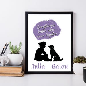 Personalizable saying dog love, friendship woman dog, gift dog lover, personalized name gift, poster dog motif, dog mom