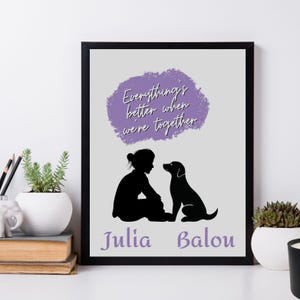 Personalizable saying dog love, friendship woman dog, gift dog lover, personalized name gift, poster dog motif, dog mom