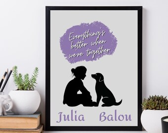Frase personalizable "Amor de perro", amistad, mujer perro, regalo para amantes de los perros, regalo con nombre personalizado, póster con motivo de perro, mamá perro