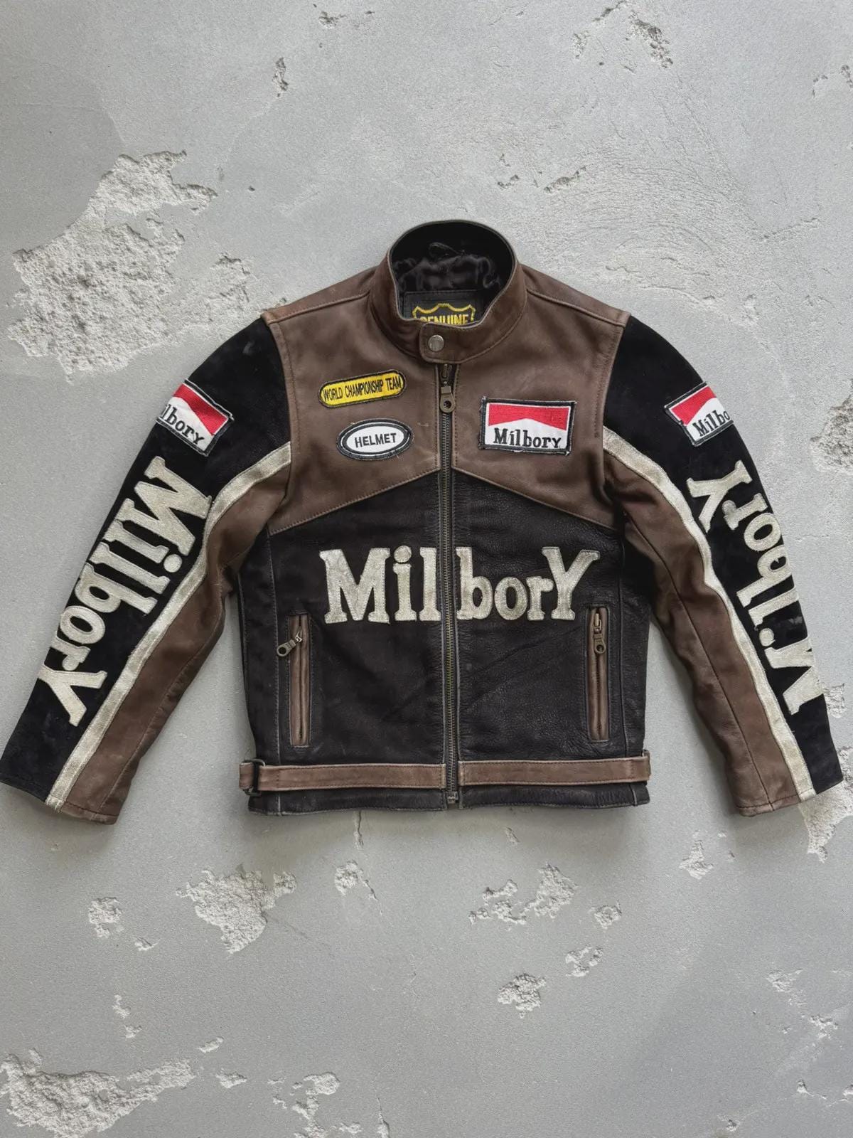 マルボロ　ヴィンテージレザージャケット 超希少】80-90s YAMAHA マルボロ 革ジャン 当時物 ヴィンテージ