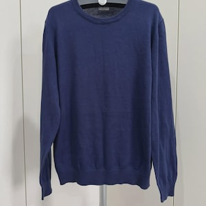 Vintage Brunello Cucinelli Navy Knit Heavy Sweater Mens Size L