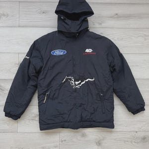 Vintage Ford Mustang Racing Puffer Jacket Mens Size XL
