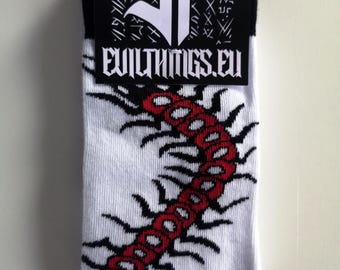 Evil Centipede Socks  - Tattoo Socks - Spooky Scary Socks - Goth Socks - Halloween Gift