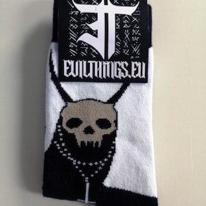 Evil Devil Socks  - Tattoo Socks - Spooky Scary Socks - Goth Socks - Custom Gift
