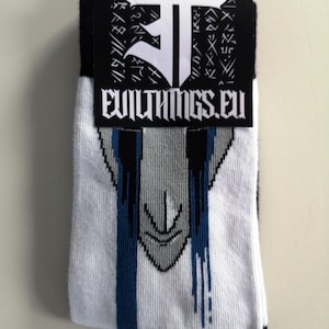 Evil Mask Socks  - Tattoo Socks - Spooky Scary Socks - Goth Socks - Custom Gift