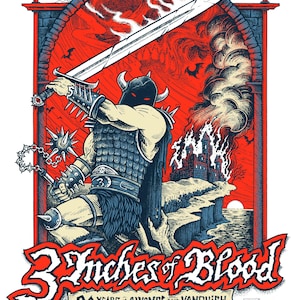 "3 Inches of Blood -"20 Jahre Advent & Vanquish" - 22/23 November 2024 - echtes Siebdruck-Poster von Jesse Schaller."