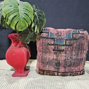 Handmade Pouf, Large Square Ottoman Pouf Genuine Wool Footstool Moroccan Pouf , Rectangular Ottoman Pouf, Vintage Pouf.