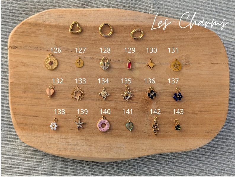 Individual charms, gold-plated stainless steel charms, initials, natural stones, mother-of-pearl. Themes: love, sea, seashell, eye... image 4