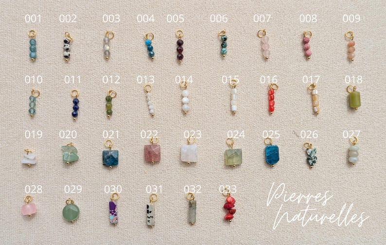 Individual charms, gold-plated stainless steel charms, initials, natural stones, mother-of-pearl. Themes: love, sea, seashell, eye... image 6