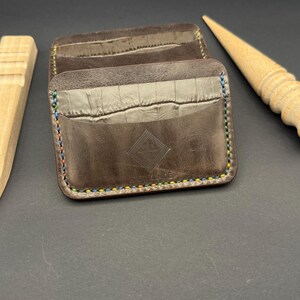 Cartera para tarjetas de piel italiana de grano completo