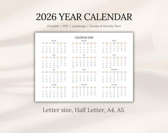2026 Calendar Printable: Minimalist Pastel One Page (PDF Download)