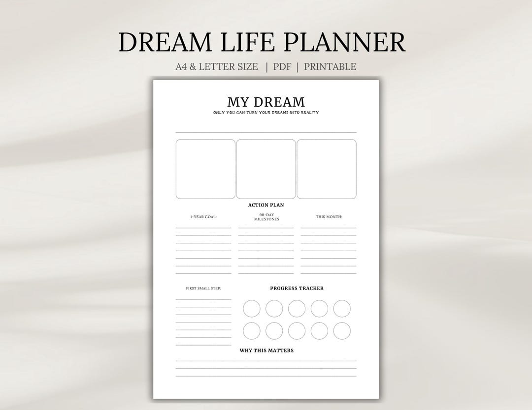 Dream Life Planner Insert, Vision Board Template (A4 & Letter PDF) - Etsy