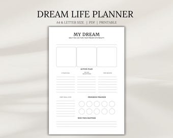 Plantilla para planificador de sueños y tablero de visión (A4 y PDF tamaño carta)