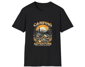 Koszulka z nadrukiem Camping Adventure | Koszulka Outdoor Tent Mountains