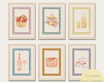 Summer Picnic Print Set: Vintage Food & Drink Wall Art (Digital Download)