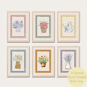 夏の花柄プリントセット：ヴィンテージボタニカルアート（デジタルダウンロード）