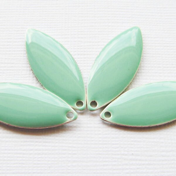 Solid Marquise Drops - Silver Plated Seafoam Epoxy (4 drops) - spa377