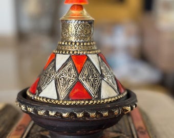 Handgefertigte marokkanische Mini-Tajine mit Bein-Inlay