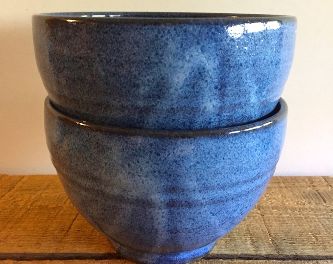 Set of Two Stoneware Cereal Bowls in Blue Etsy