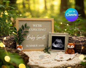 Woodland Pregnancy Announcement, Forest Baby Reveal, Woodland Theme Reveal, Gender Neutral, Its a Boy, Its a Girl, Baby, Pregnancy Reveal