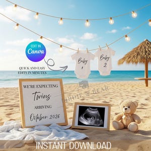 Twins Pregnancy Announcement, Pregnancy Announcement, Baby Reveal, Twins Reveal, Babies, Twins, Summer Pregnancy Reveal, Digital Download