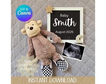 Monkey Pregnancy Announcement, Pregnancy Announcement, Baby Reveal, Baby Announcement, Digital Download, Instant Download, Monkey Shoes