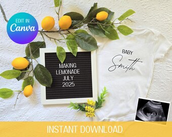 Lemon Pregnancy Announcement, Pregnancy Announcement, Digital Download, Baby Announcement, Instant Download, Pregnancy, Baby Reveal, Lemon