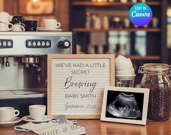 Coffee Pregnancy Announcement, Baby Espresso Reveal, Editable (Digital Download)