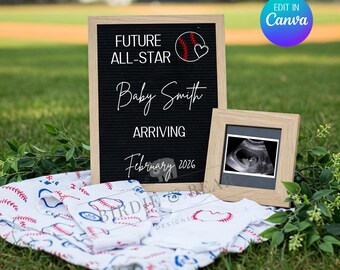 Baseball Pregnancy Announcement, Future All Star Pregnancy Announcement, Baseball Fan, All Star, Sports Fan, Softball Fan, Baby Reveal