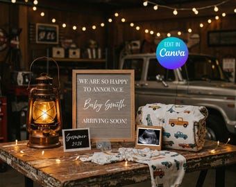 Garage Dad Pregnancy Announcement, Man Cave, Baby Reveal, Truck Pregnancy Announcement, Digital Download, Fathers Day Pregnancy Announcement