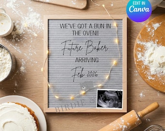 Bun in the Oven Pregnancy Announcement, Baker Pregnancy Announcement, Baker Digital Pregnancy Announcement, Future Baker, Digital Download