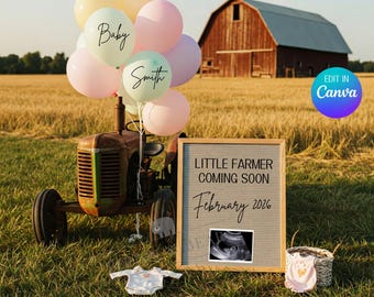 Farmer Pregnancy Announcement, Baby Announcement, Baby Farmer Reveal, Pregnancy Announcement, Farmer Pregnancy, Farm, Farm Baby, Tractor