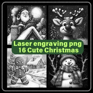 16 Niedliche Weihnachts Art PNG Lasergravur Dateien für Schiefer oder Holz