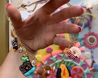 Disney Parks food themed donut Charm Necklace