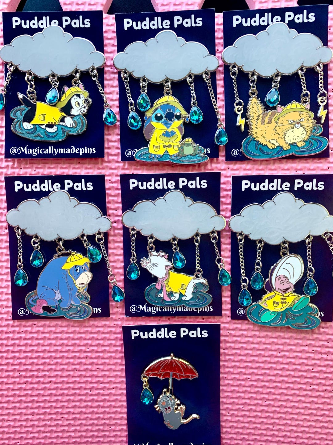 Puddle Pals Fantasy Pin Figaro, Marie, Oliver, Eeyore, Stitch, Oyster ...
